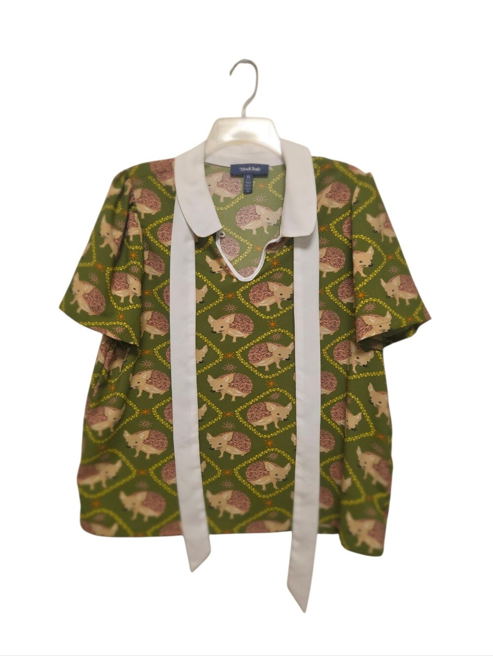 Modcloth Blouse Hedgehog with Pussybow XL - Picture 5 of 10